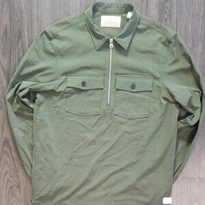 Scotch & Soda Mens Half Zip Twill Overshirt, Size Medium